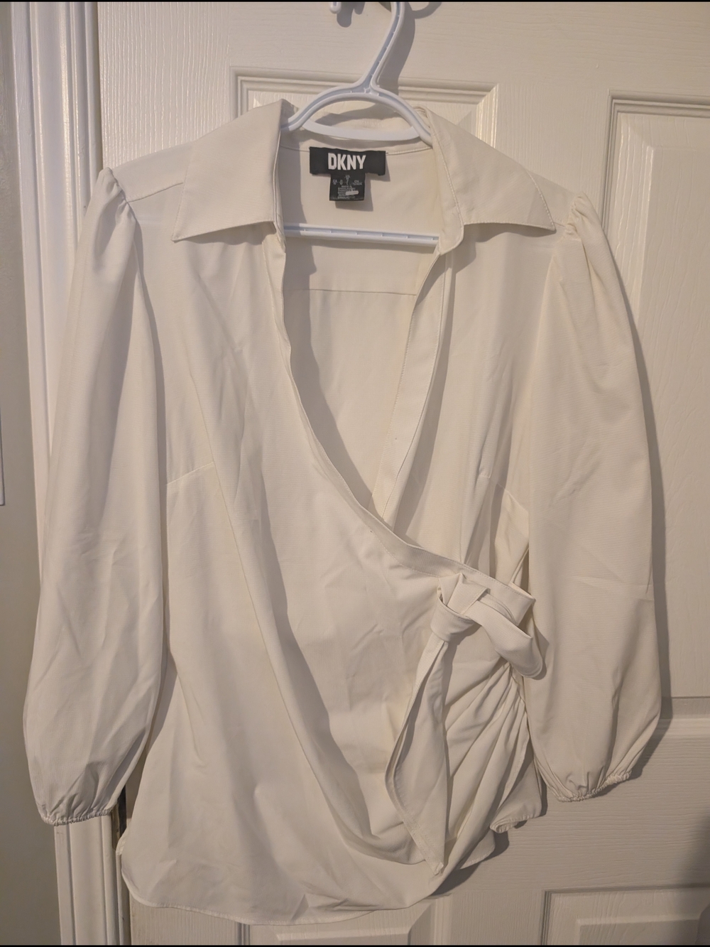 DKNY Cream Wrap Blouse